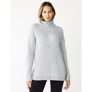 NWT Women's Nine West heather grey mix stitch turtleneck sweater size XS